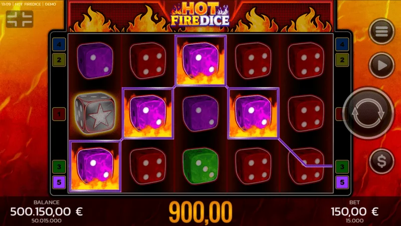 Hot Fire Dice – Basisspiel und expandierendes Fire Blaze Symbol